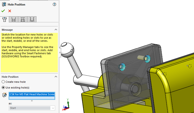 solidworks assembly hole series creating a second instance