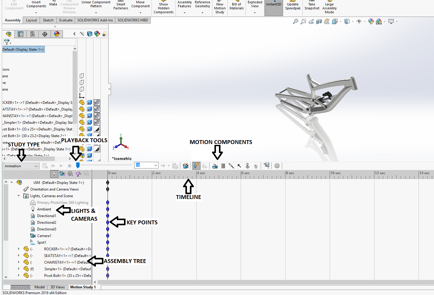 solidworks technical communication assembly motion tool names