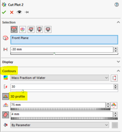 solidworks flow simulation 2d cut plot location