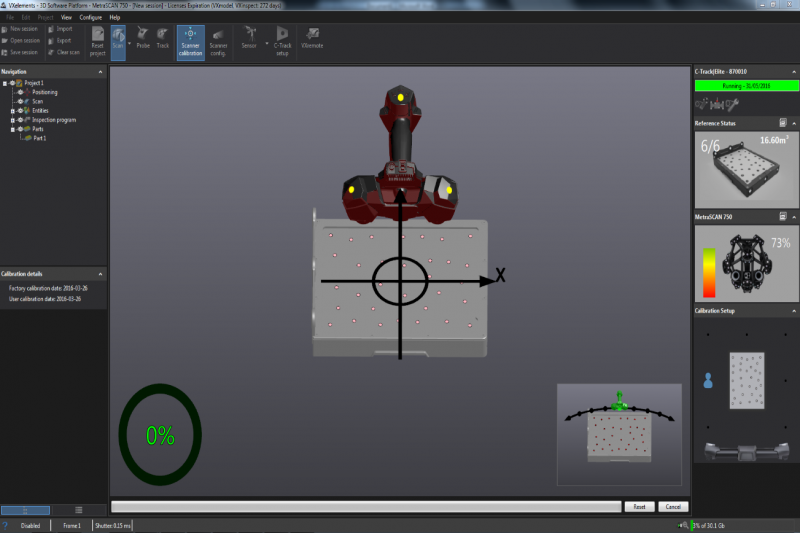 calibrating the metrascan in VXElements