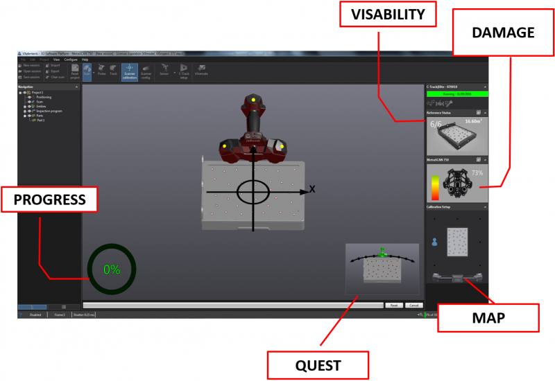 calibrating the metrascan in VXElements