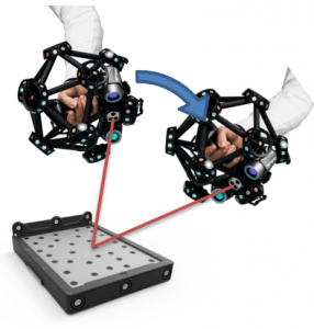 example movement for calibrating the metrascan over the artifact 