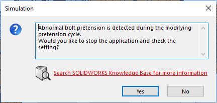 Abnormal bolt pretension is detected during the modifying pretension cycle example error window