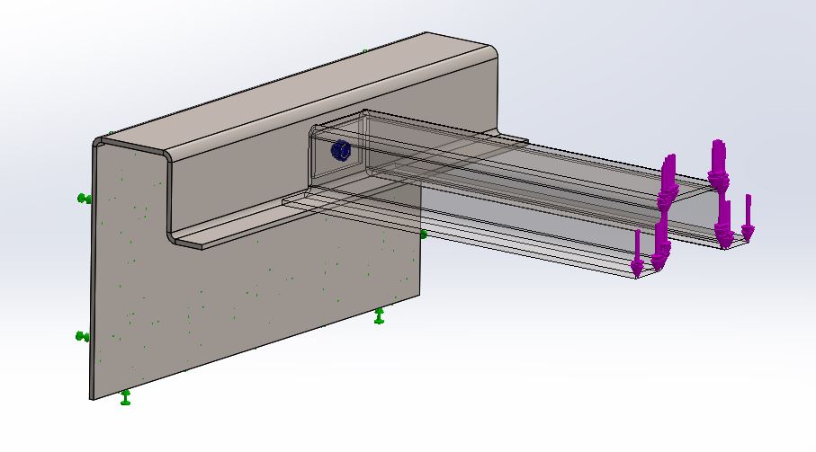 figure 2 example cantilever beam in SOLIDWORKS simulation for fixing Abnormal bolt pretension is detected during the modifying pretension cycle