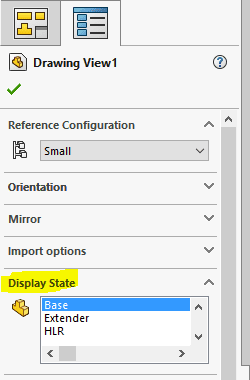 solidworks display states in a drawing