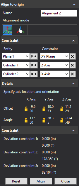 creaform 3d scanning mesh align to origin window for merging two scans