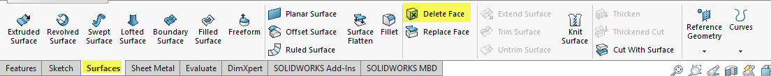 , SOLIDWORKS &#8211; Creating Internal Volume &#8211; Delete Face Command