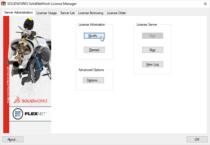 , Create an Options File for the SOLIDWORKS SolidNetWork License Manager