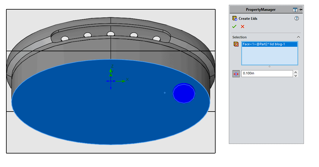 , SOLIDWORKS Flow Simulation: Lid creation for non-planar faces