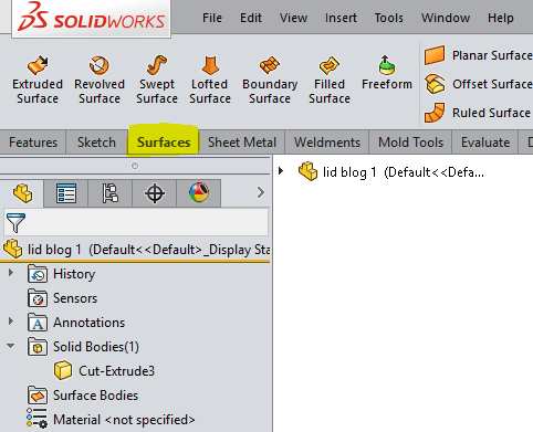 , SOLIDWORKS Flow Simulation: Lid creation for non-planar faces