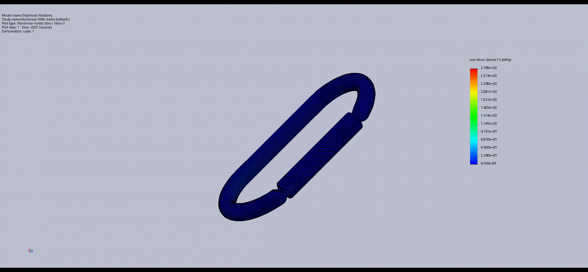 , SOLIDWORKS Simulation: Non-Linear Study of Carabiner Clip