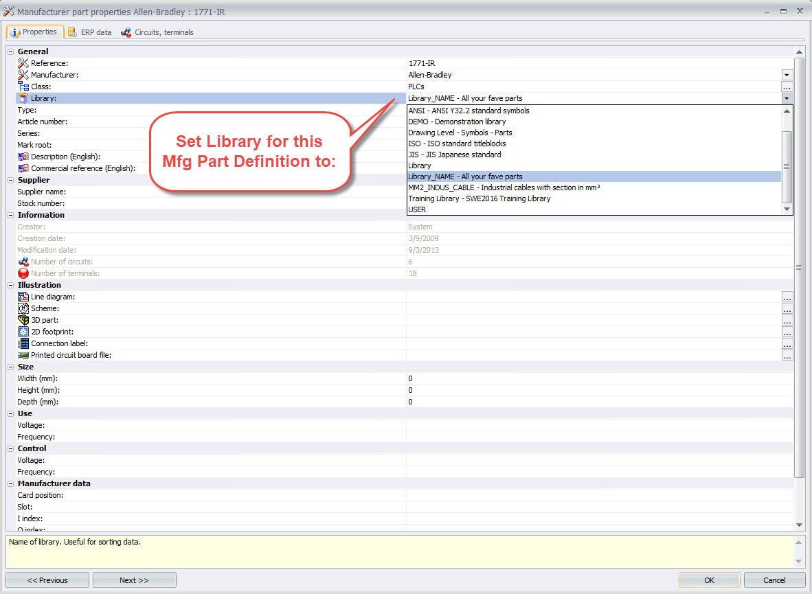 , Setting up a Library to Group Objects in SOLIDWORKS Electrical Schematic