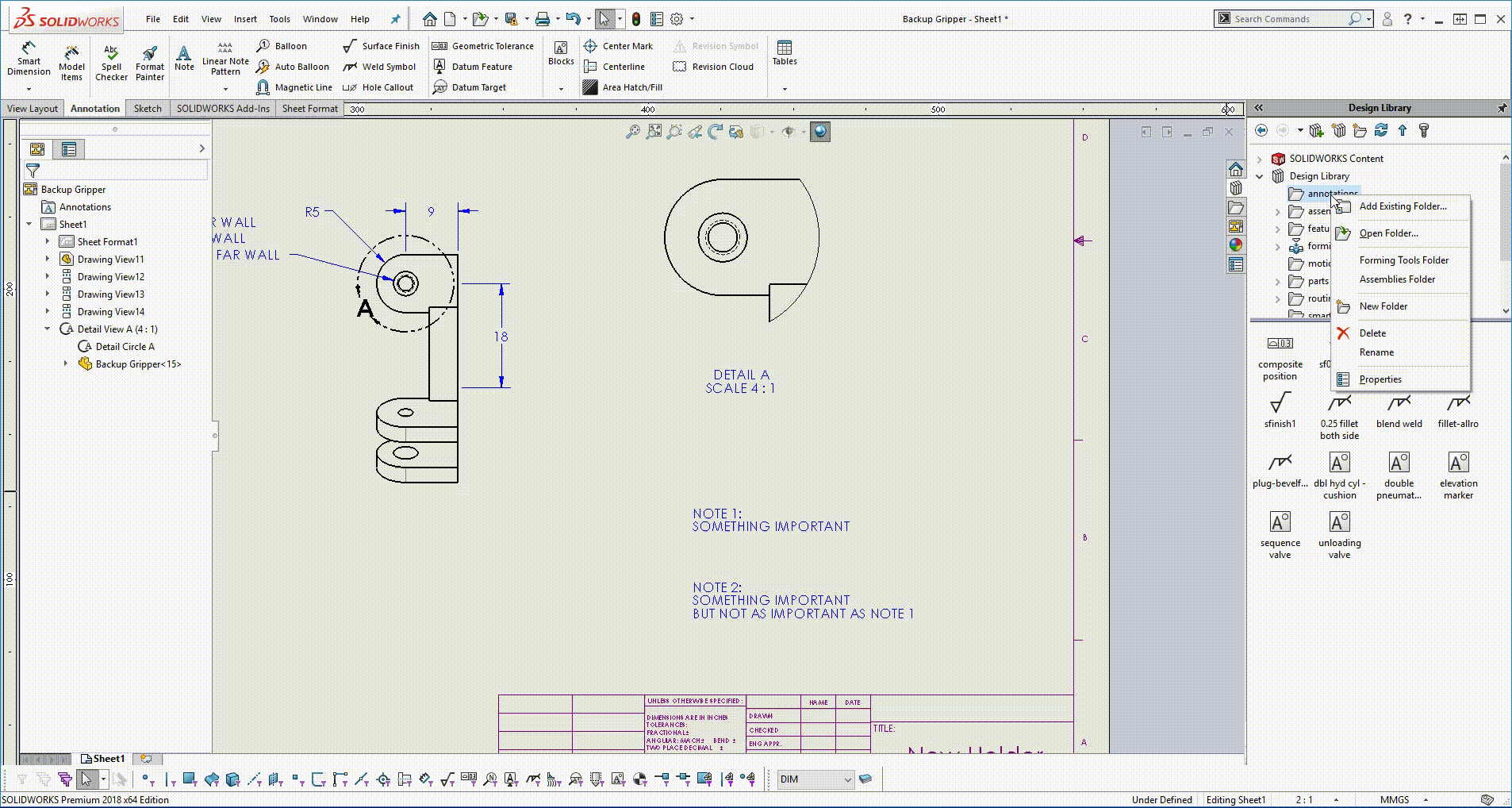 , SOLIDWORKS &#8211; Drawing Library Text