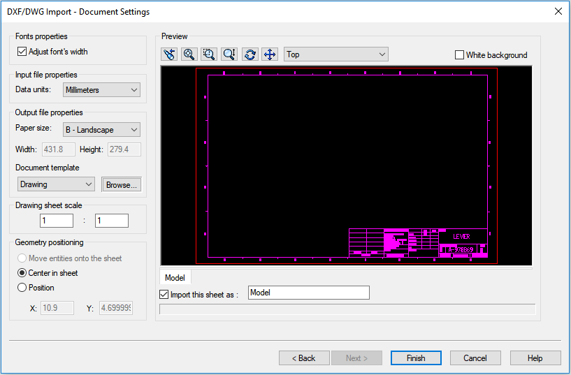 , Using a DWG or DXF for SOLIDWORKS Drawing Borders