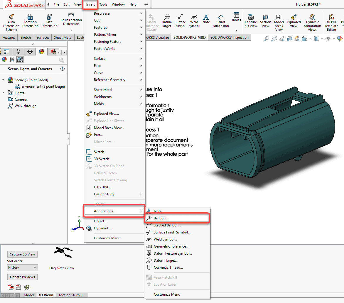 , SOLIDWORKS MBD Flag Notes in the Bank