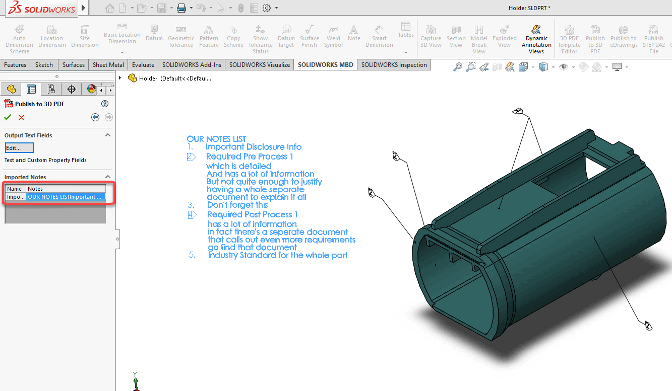 , SOLIDWORKS MBD Flag Notes in the Bank