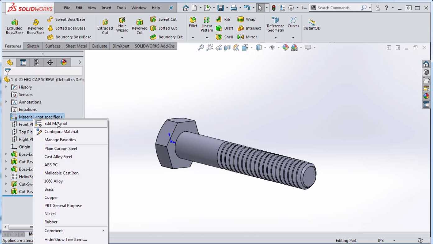 How to Change a Material in SOLIDWORKS
