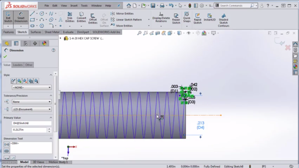 make threads in SOLIDWORKS