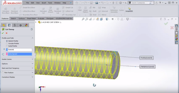 make threads in SOLIDWORKS