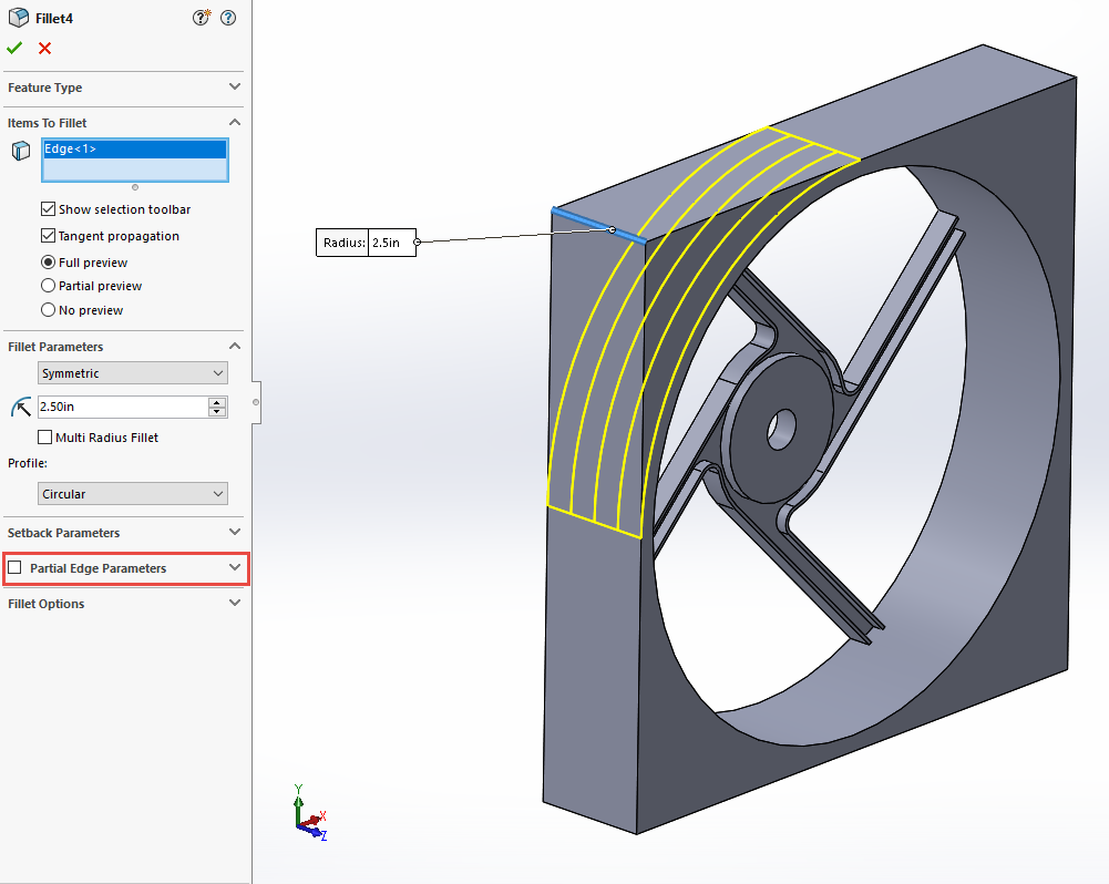 , SOLIDWORKS 2019 What’s New – Creating Partial Chamfers and Fillets – #SW2019