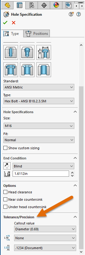 , SOLIDWORKS 2019 What’s New – Specifying Tolerances for Hole Wizard Holes – #SW2019
