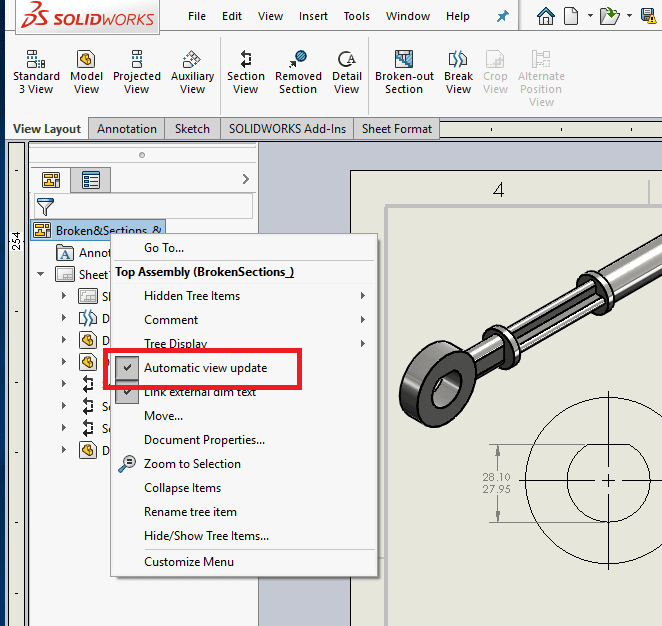 , SOLIDWORKS 2019 What’s New – Automatic View Updates and Displaying Scroll Bars