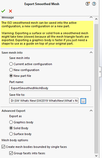 , SOLIDWORKS 2019 What’s New – Export to Mesh Body –  #SW2019