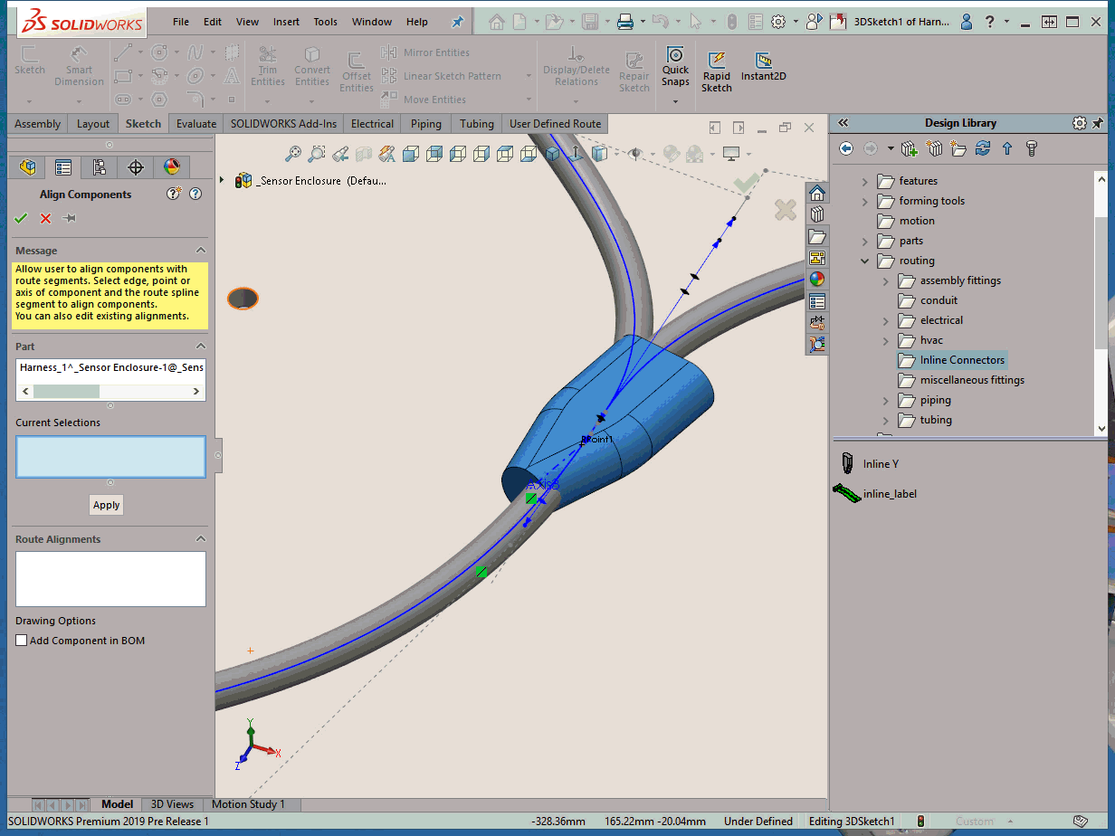 , SOLIDWORKS 2019 What’s New – Routing Enhancements: Inline Components – #SW2019