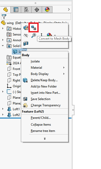 , SOLIDWORKS 2019 What’s New – Slicing Mesh BREP Bodies Using Planar Entities – #SW2019