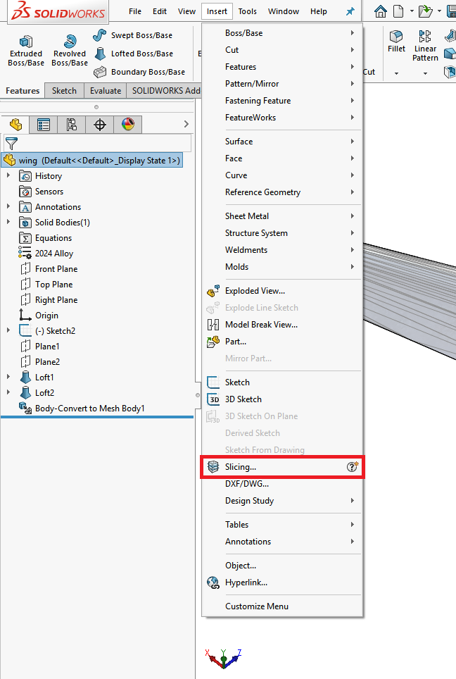 , SOLIDWORKS 2019 What’s New – Slicing Mesh BREP Bodies Using Planar Entities – #SW2019