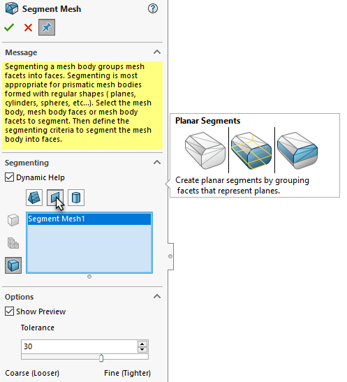 , SOLIDWORKS 2019 What’s New – Segmented Imported Mesh Body Tool – #SW2019
