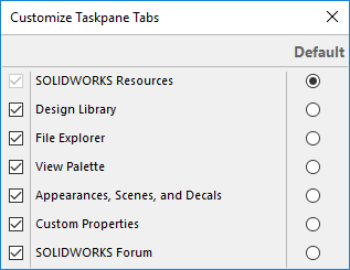 , SOLIDWORKS 2019 What’s New – Customize Task Pane Tabs – #SW2019