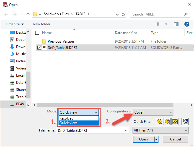 , SOLIDWORKS 2019 What’s New – Opening Part Configurations in Quick View – #SW2019