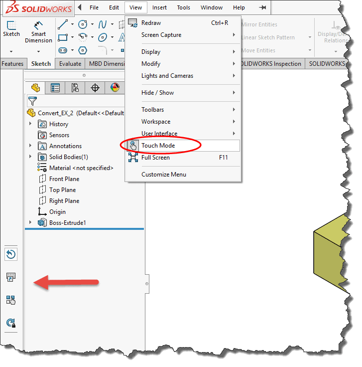 , SOLIDWORKS 2019 What’s New – Touch Mode Enhancements – #SW2019