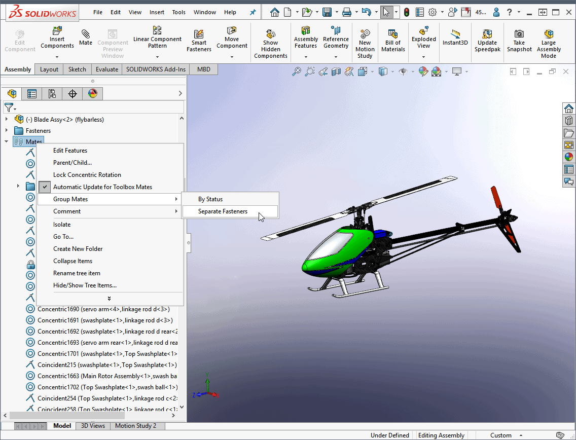 , SOLIDWORKS 2019 What’s New – Grouping Mates and Separating Fasteners – #SW2019