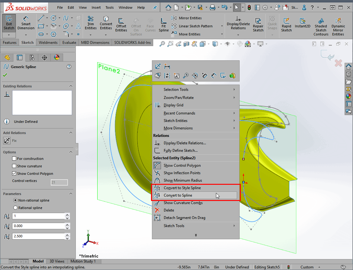 , SOLIDWORKS 2019 What’s New – Editing Generic Splines – #SW2019