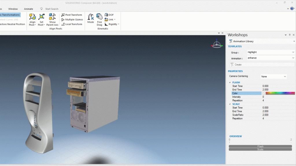 , SOLIDWORKS 2019 What’s New – Undefined Color Properties in Animation Library – #SW2019