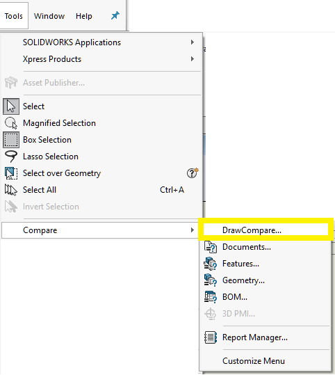 , SOLIDWORKS Free Tools – Utilities – Compare Drawings