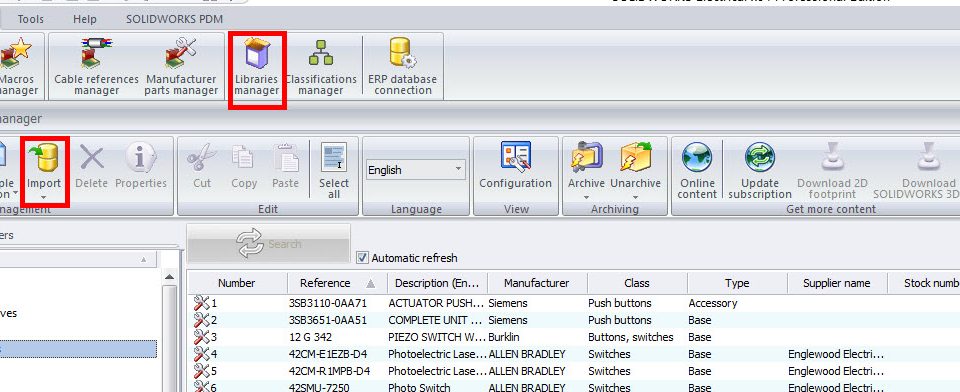 Importing your SOLIDWORKS Schematic data