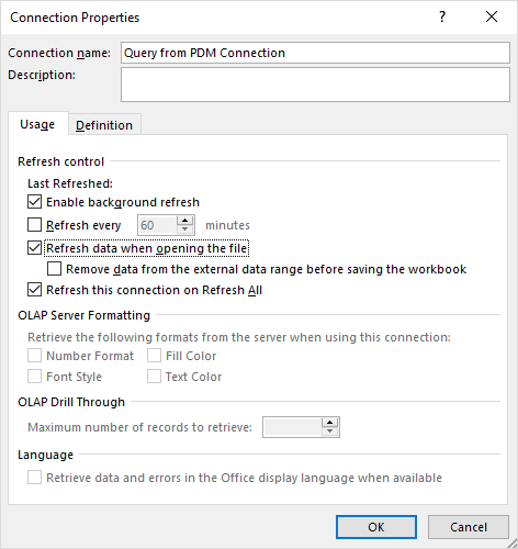 SOLIDWORKS PDM Admin Connection Properties