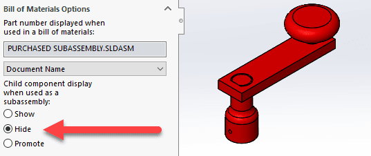 , Control If and How Child Components Appear in a BOM