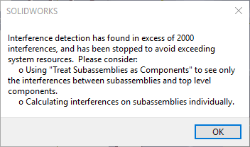 , SOLIDWORKS Interference Detection Limit