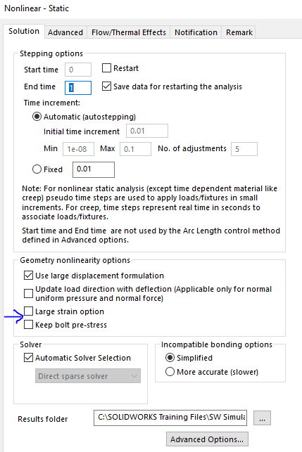 , SOLIDWORKS Simulation: Causes of Incremental Strain Error