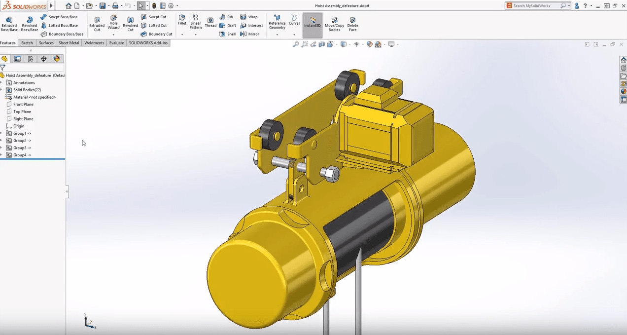 solidworks 2019 defeature