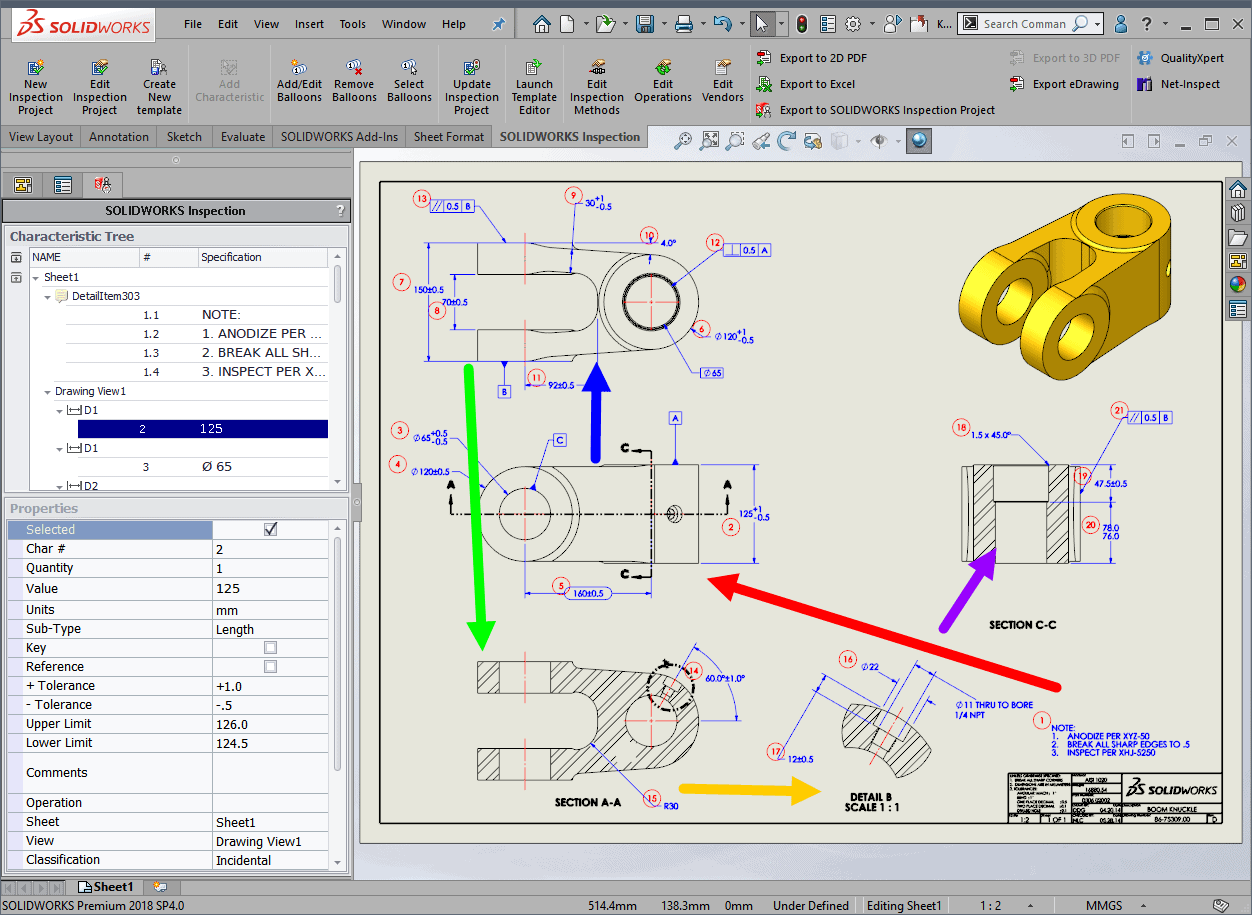 , Reordering your SOLIDWORKS Inspection Project