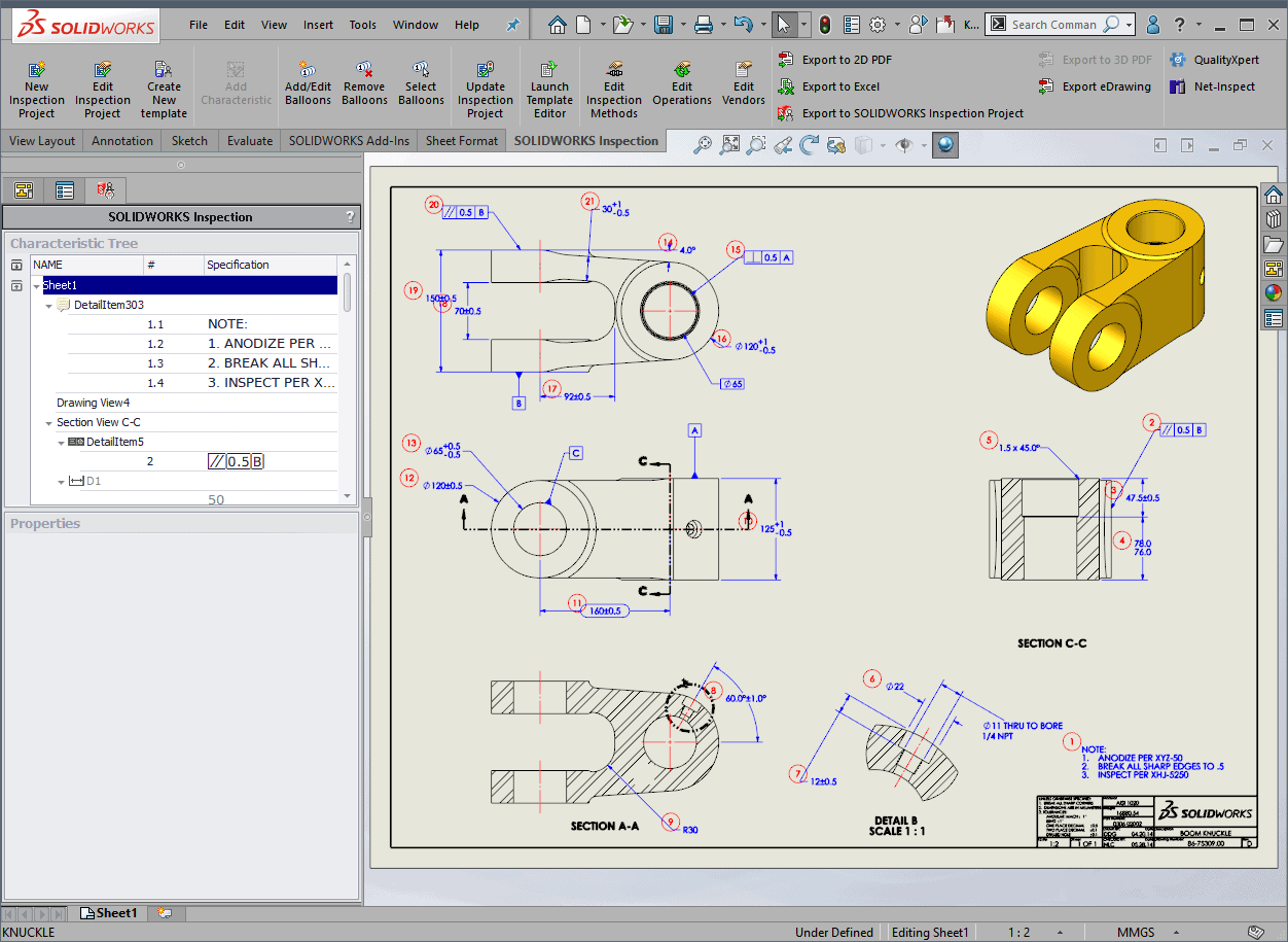 , Reordering your SOLIDWORKS Inspection Project