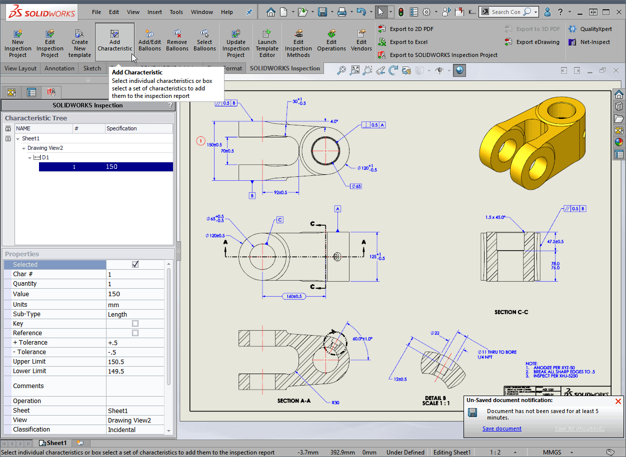 , Reordering your SOLIDWORKS Inspection Project