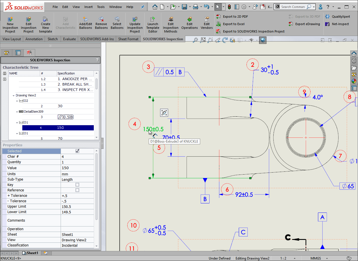 , Reordering your SOLIDWORKS Inspection Project