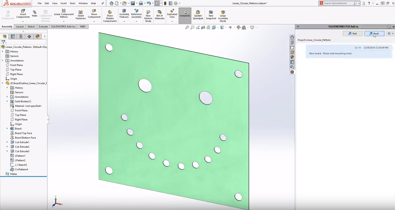 SOLIDWORKS PCB 2019 holes