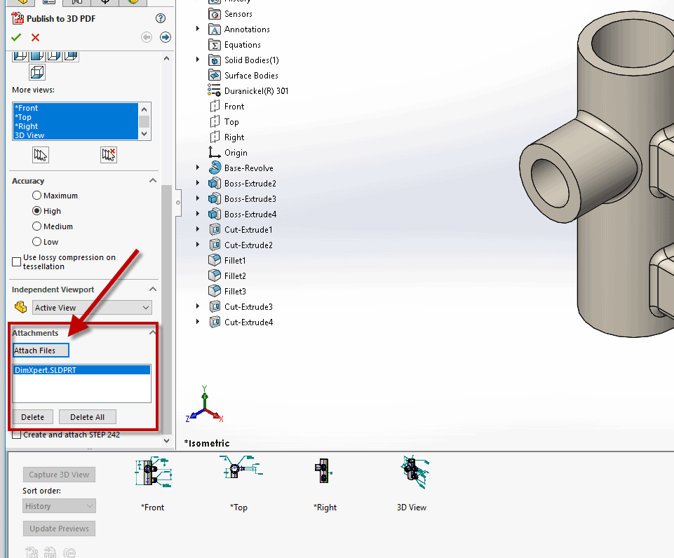 , SOLIDWORKS MBD: Attaching a file to a 3D PDF